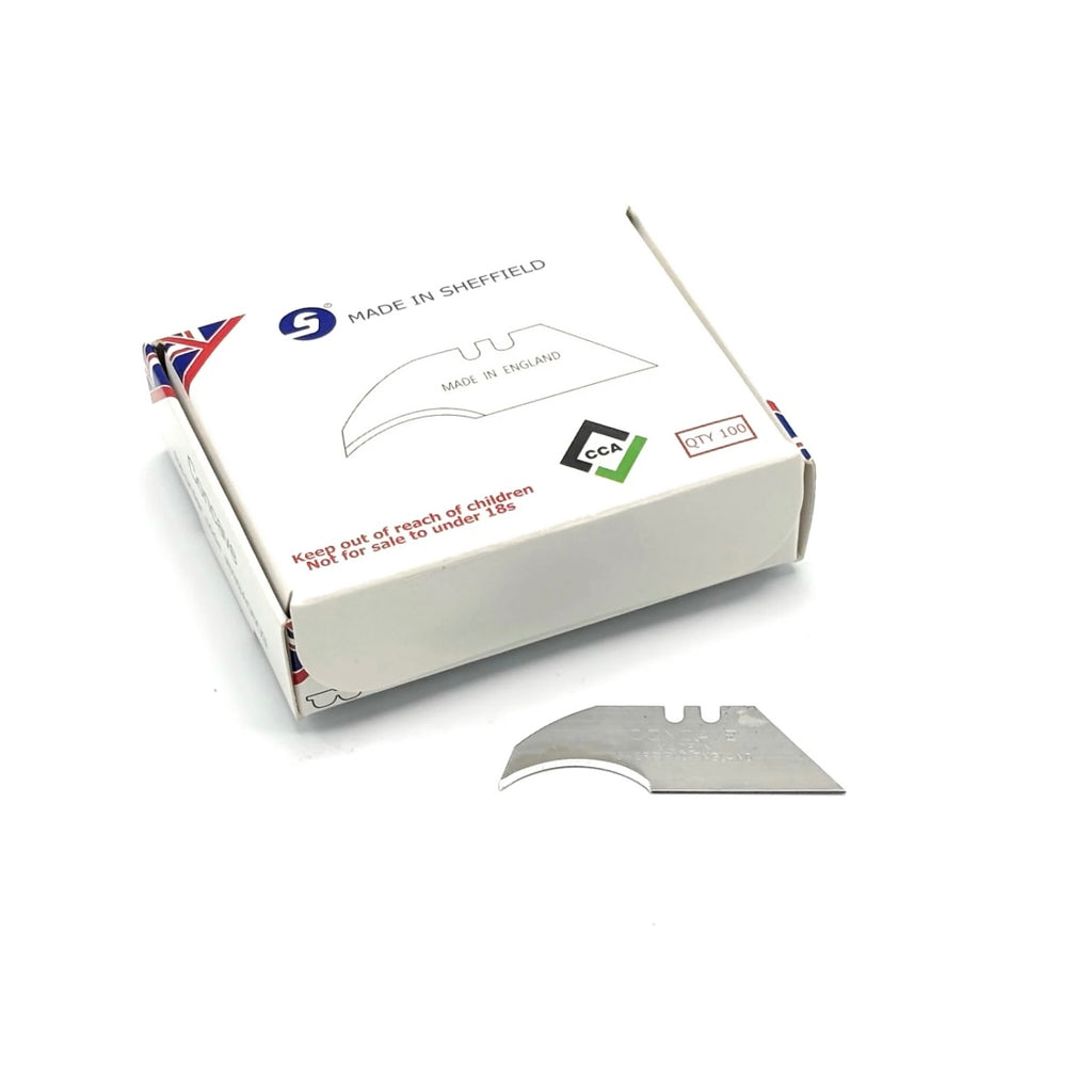 CCA Concave Heavy Duty Trimming Knife Blades, Sheffield Made 100 Pack