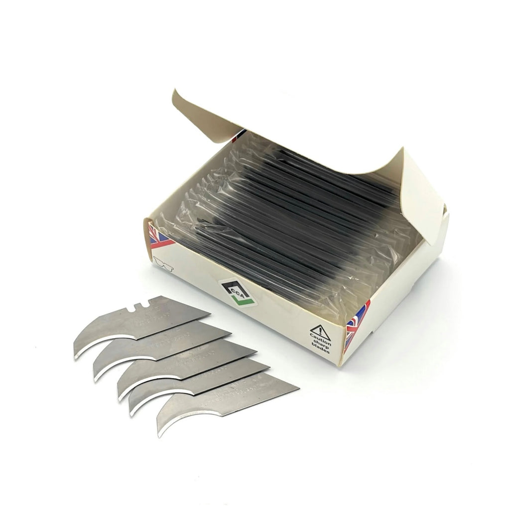CCA Concave Heavy Duty Trimming Knife Blades, Sheffield Made 100 Pack