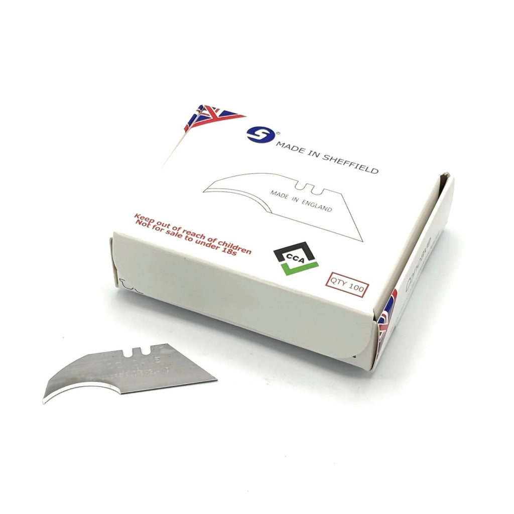 CCA Concave Heavy Duty Trimming Knife Blades, Sheffield Made 100 Pack