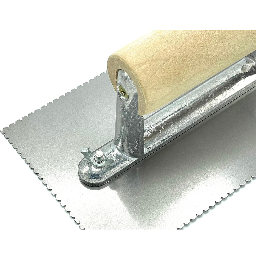 CCA 1.5mm Adhesive V Notch Trowel Complete with Hard Wooden Handle. for Spreading Multi-Purpose Adhesive Beads evenly, for The Fitting of Vinyl Flooring.