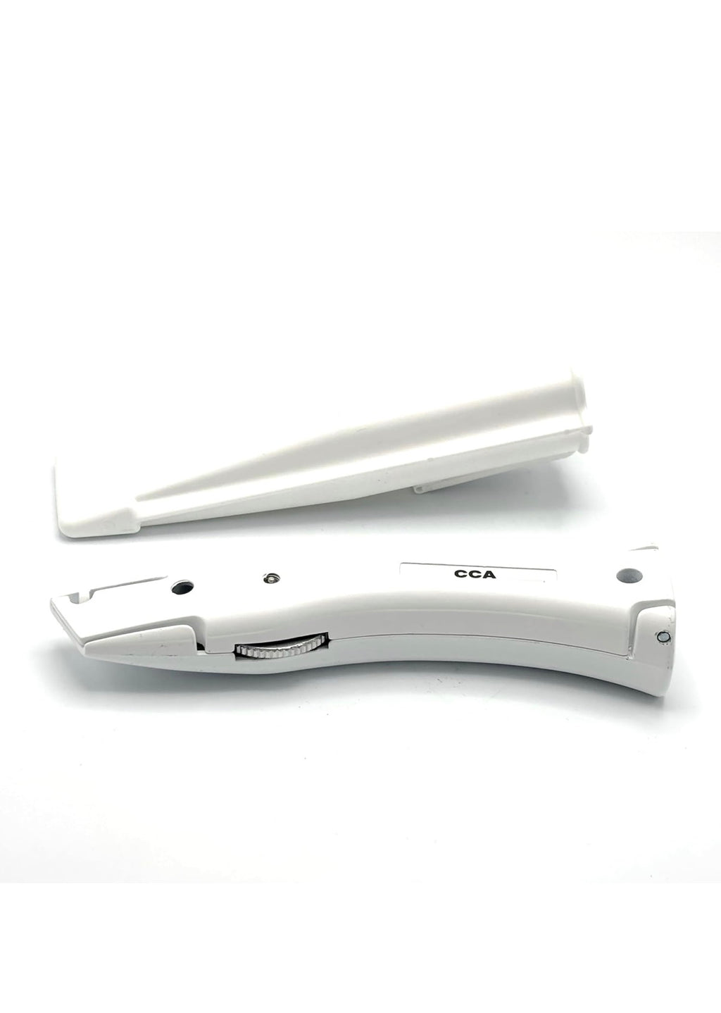 CCA White Carpet cutter tool with matching white holder for the professional and DIY installer