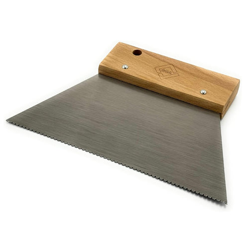 CCA - A2 Adhesive Fan Trowel Hand Spreader with Wooden Handle. for Combing in Pressure Sensitive Adhesive Beads evenly, Fitting LVT Flooring for The Perfect fit. 18cm, V Notch