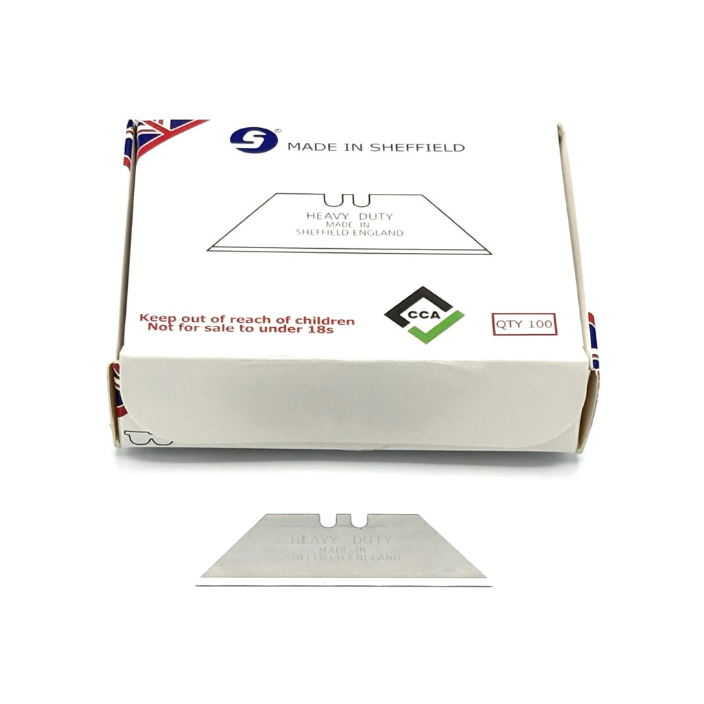 CCA Heavy Duty Straight Utility Knife Blades, Pack of 100, Sheffield Made