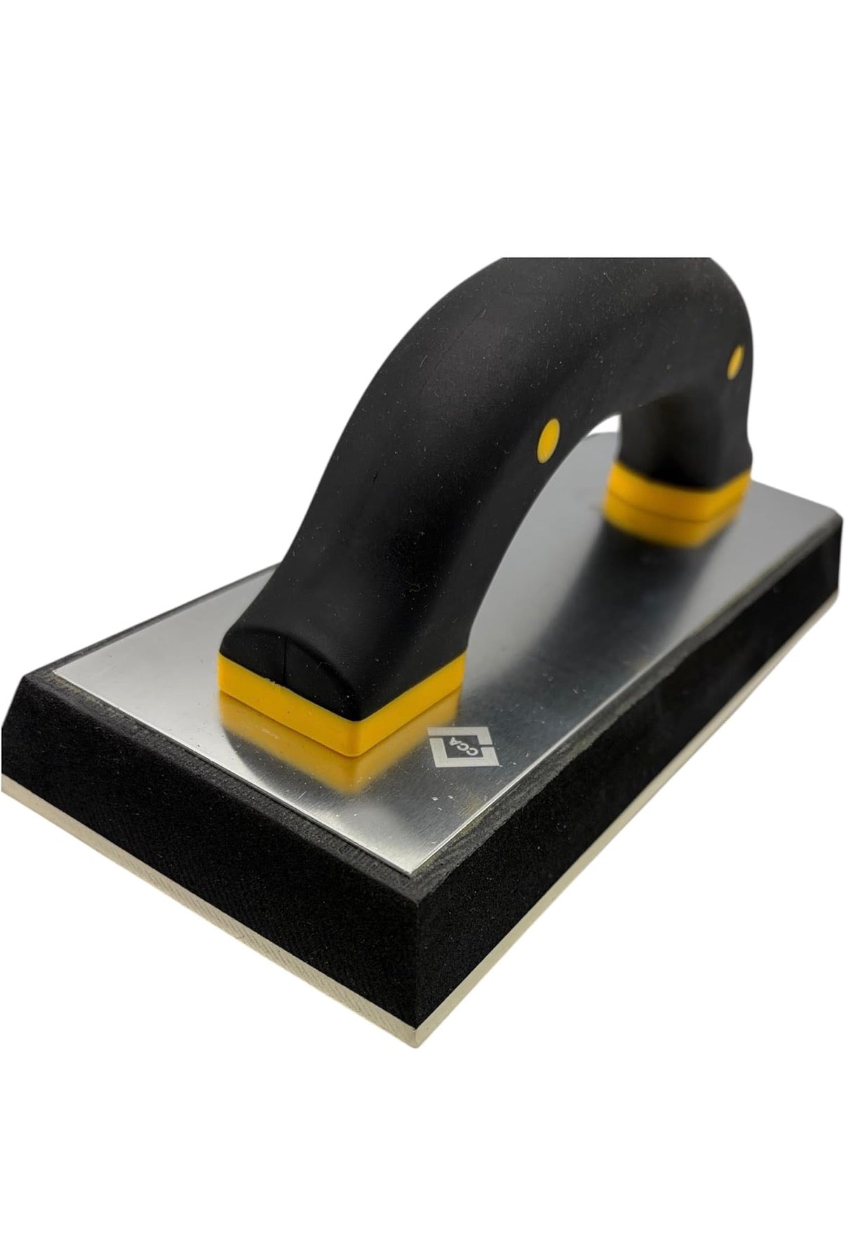 CCA Tile Grout Float with Soft Grip Handle, High Density Foam Pad, Aluminium Plate, Two Rounded Corners, 100mm x 240mm