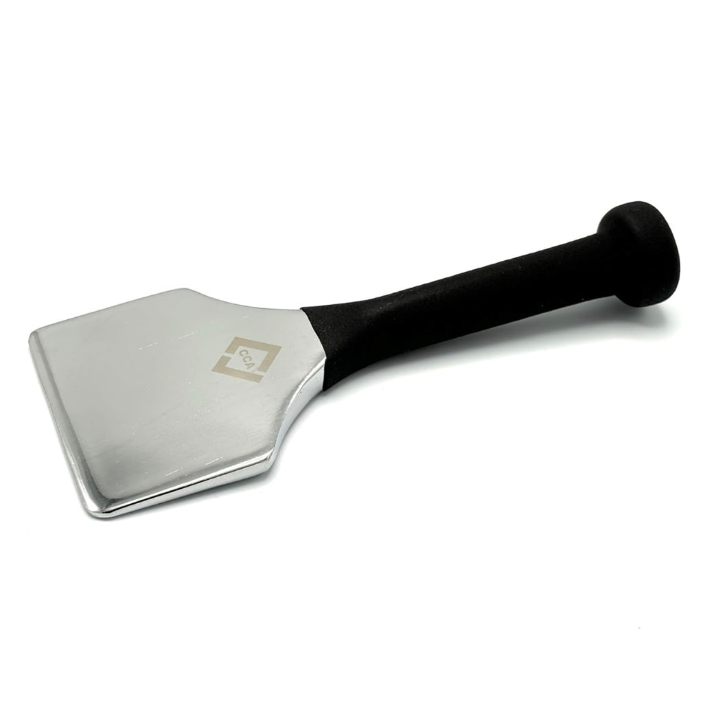 CCA Stair Tool Carpet Fitter Bolster Chisel (90mm - 3 ½”) Wide Metal Tucker, Silver with Black Rubber Protective Sleeve