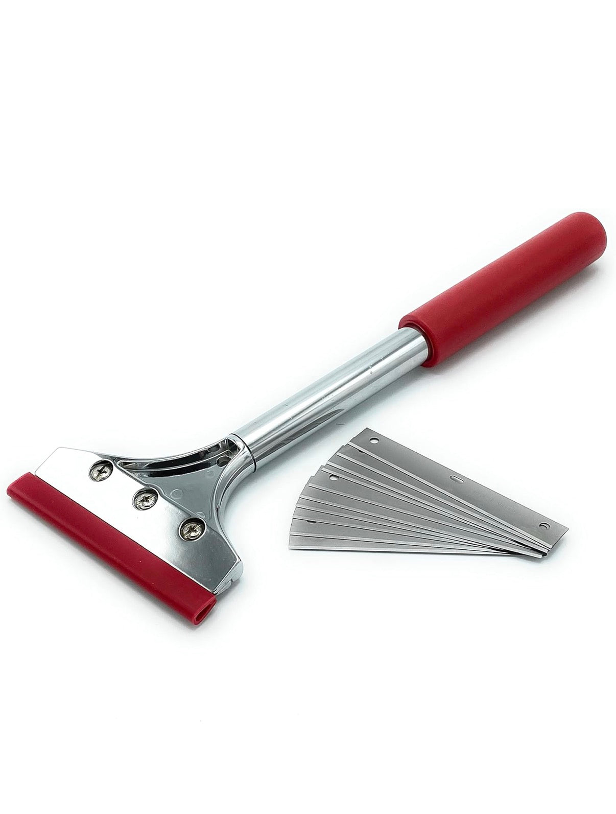 CCA Flooring and Wallpaper Scraper 30cm/ 12 inch Long Heavy Duty Floor and Wall Scraping Tool with a 10cm/4 inch Head Along with 10x Sheffield Steel Replacement scrapers