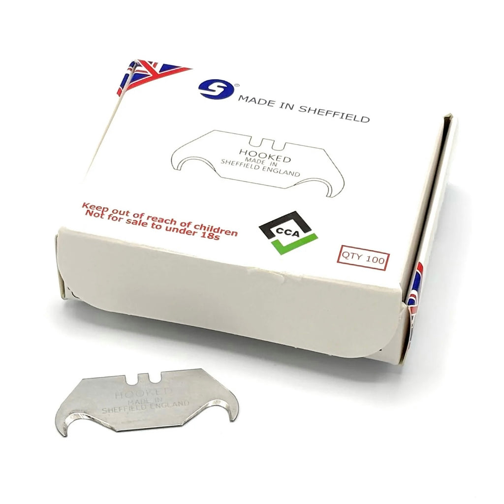 CCA Hooked heavy duty Roofing Knife Blades, Sheffield Made, Pack of 100