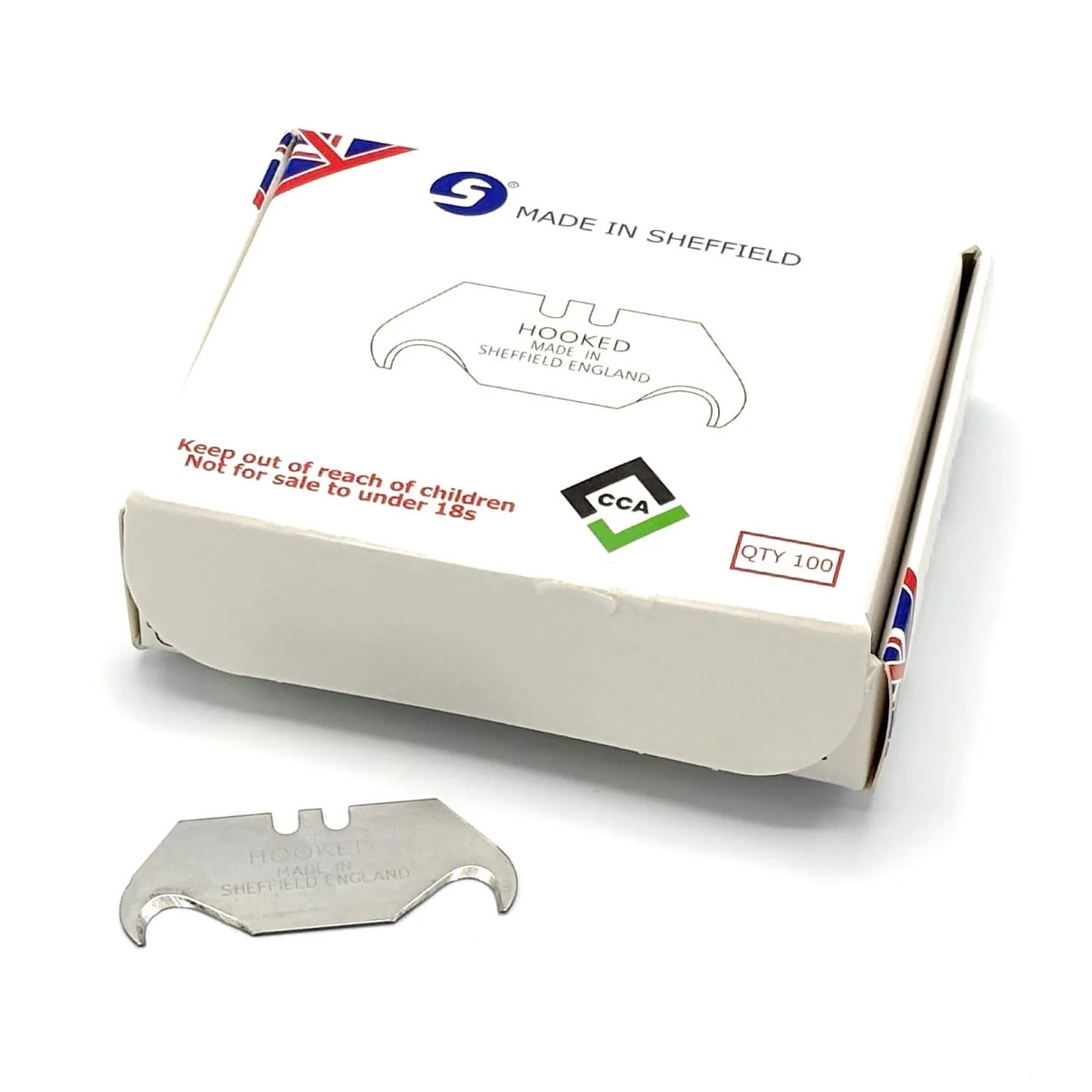 CCA Hooked heavy duty Roofing Knife Blades, Sheffield Made, Pack of 100