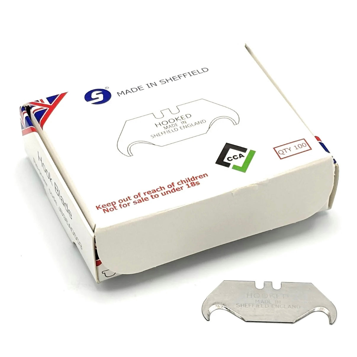CCA Hooked heavy duty Roofing Knife Blades, Sheffield Made, Pack of 100