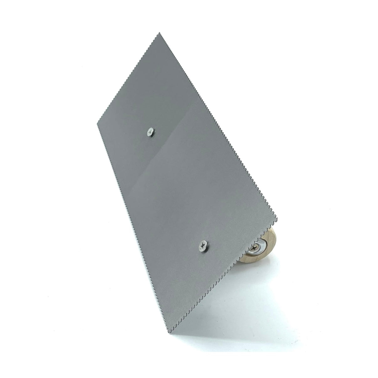 CCA A2 V-notch trowel with wooden handle for even LVT adhesive spreading.