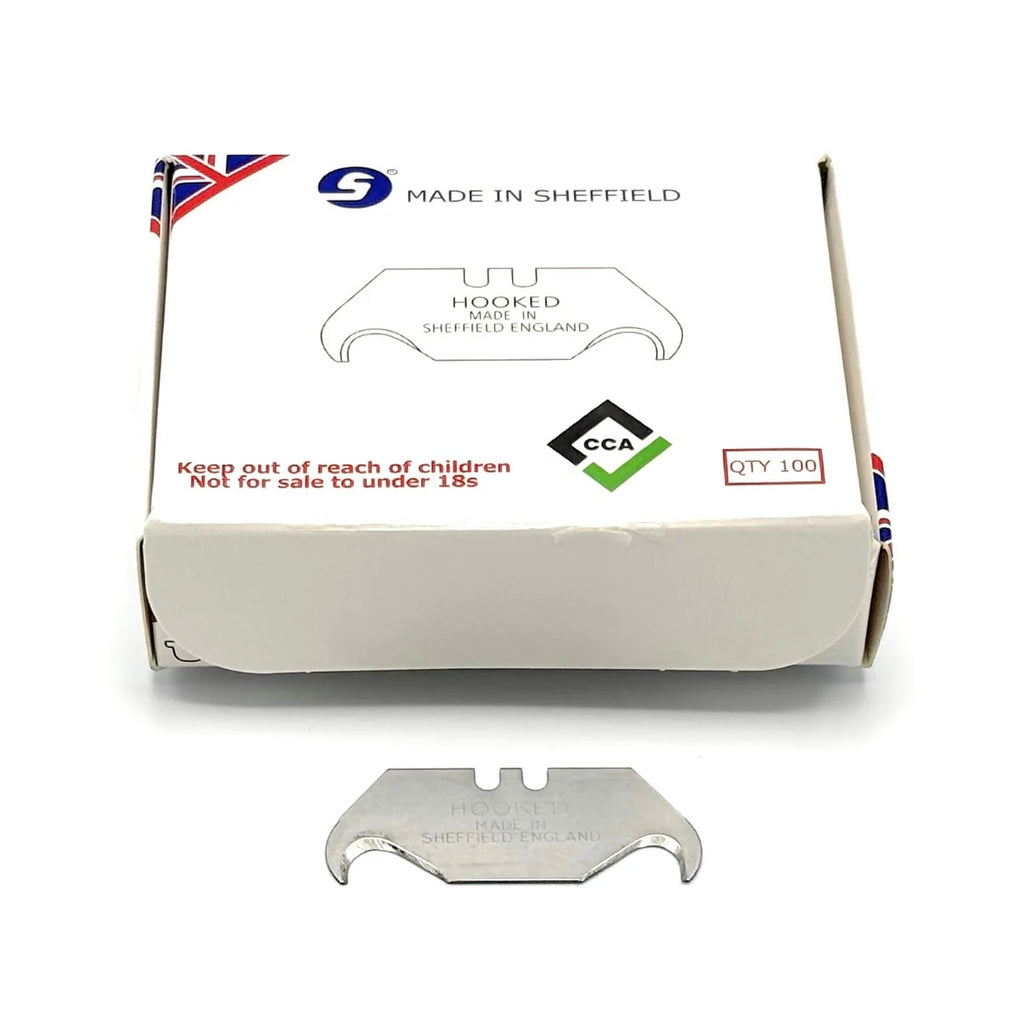 CCA Hooked heavy duty Roofing Knife Blades, Sheffield Made, Pack of 100
