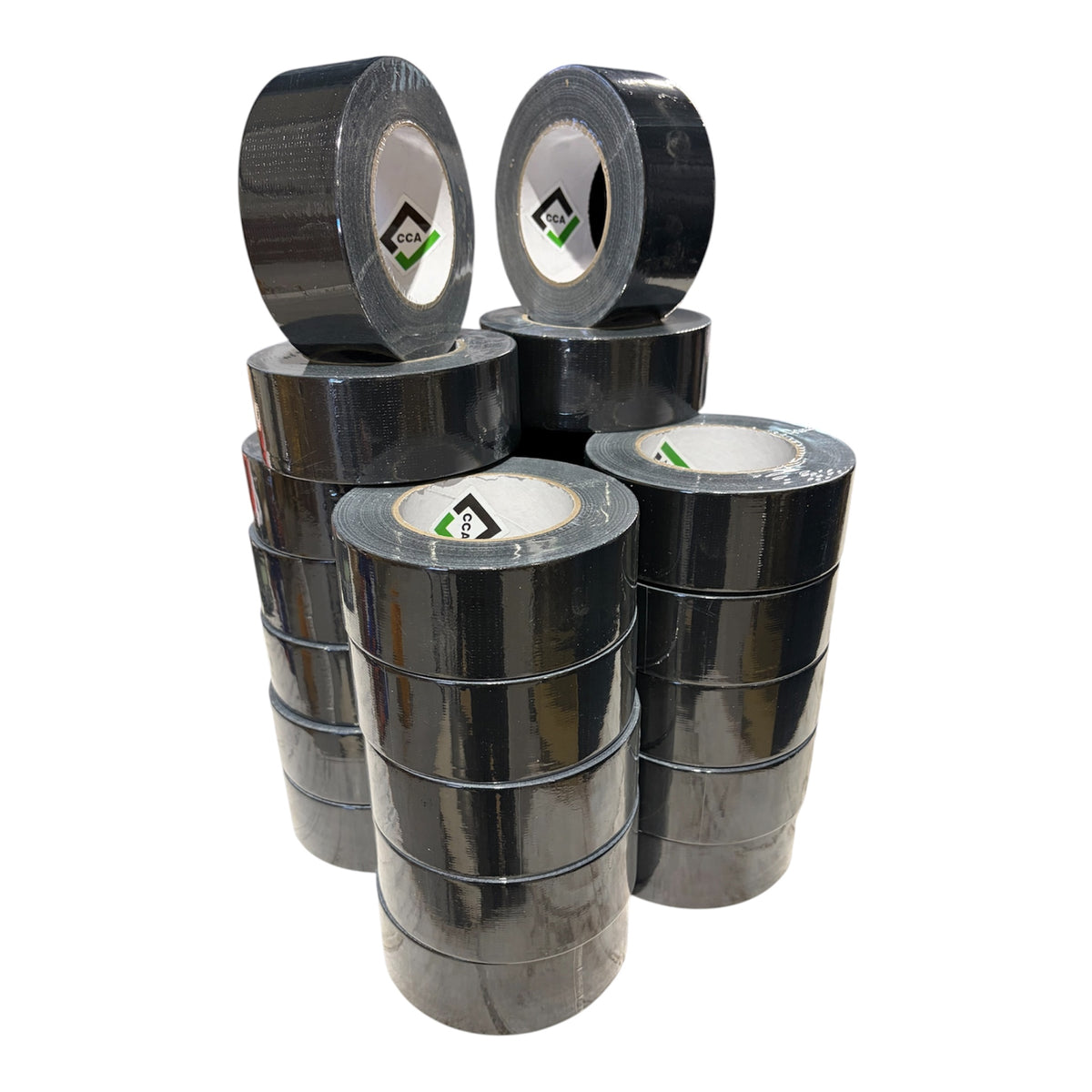 CCA Strong Black Gaffer Duct Tape Cloth Easy Tear 50m x 48mm Roll - 24 Rolls trade pack