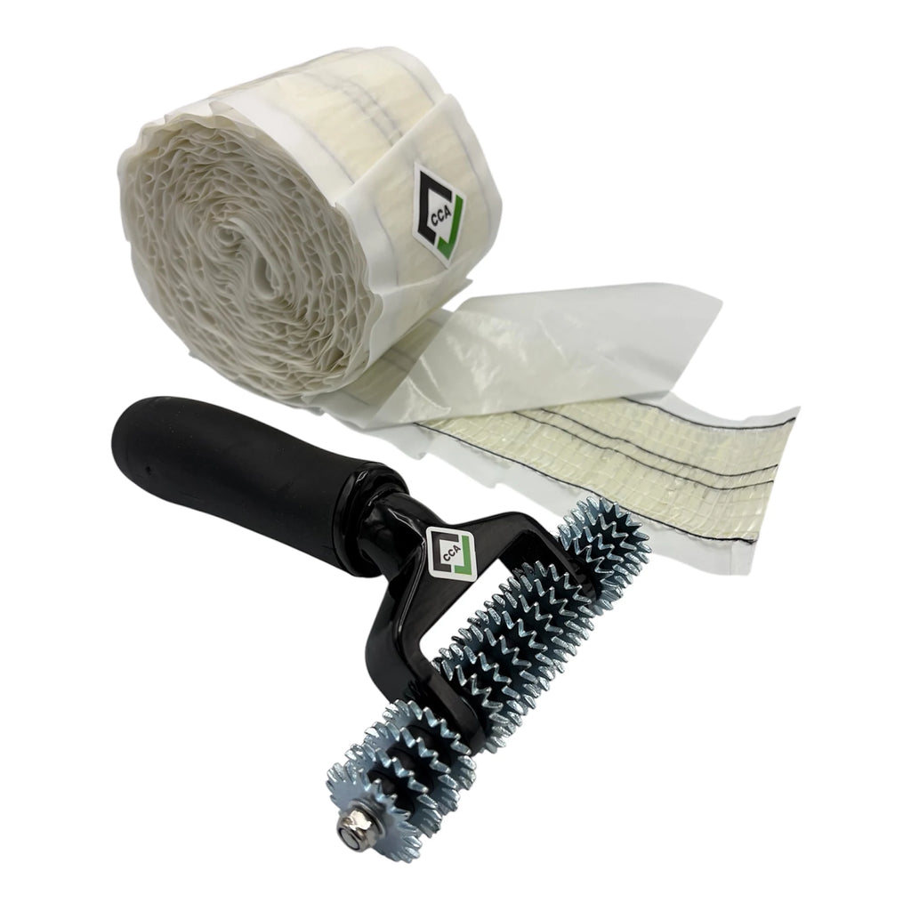 CCA Carpet join bundle. 5 inch star wheel seam roller and 30ft, 9.2mtr double sided joining tape