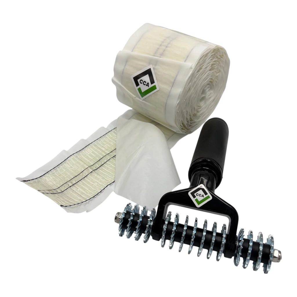 CCA Carpet join bundle. 5 inch star wheel seam roller and 30ft, 9.2mtr double sided joining tape