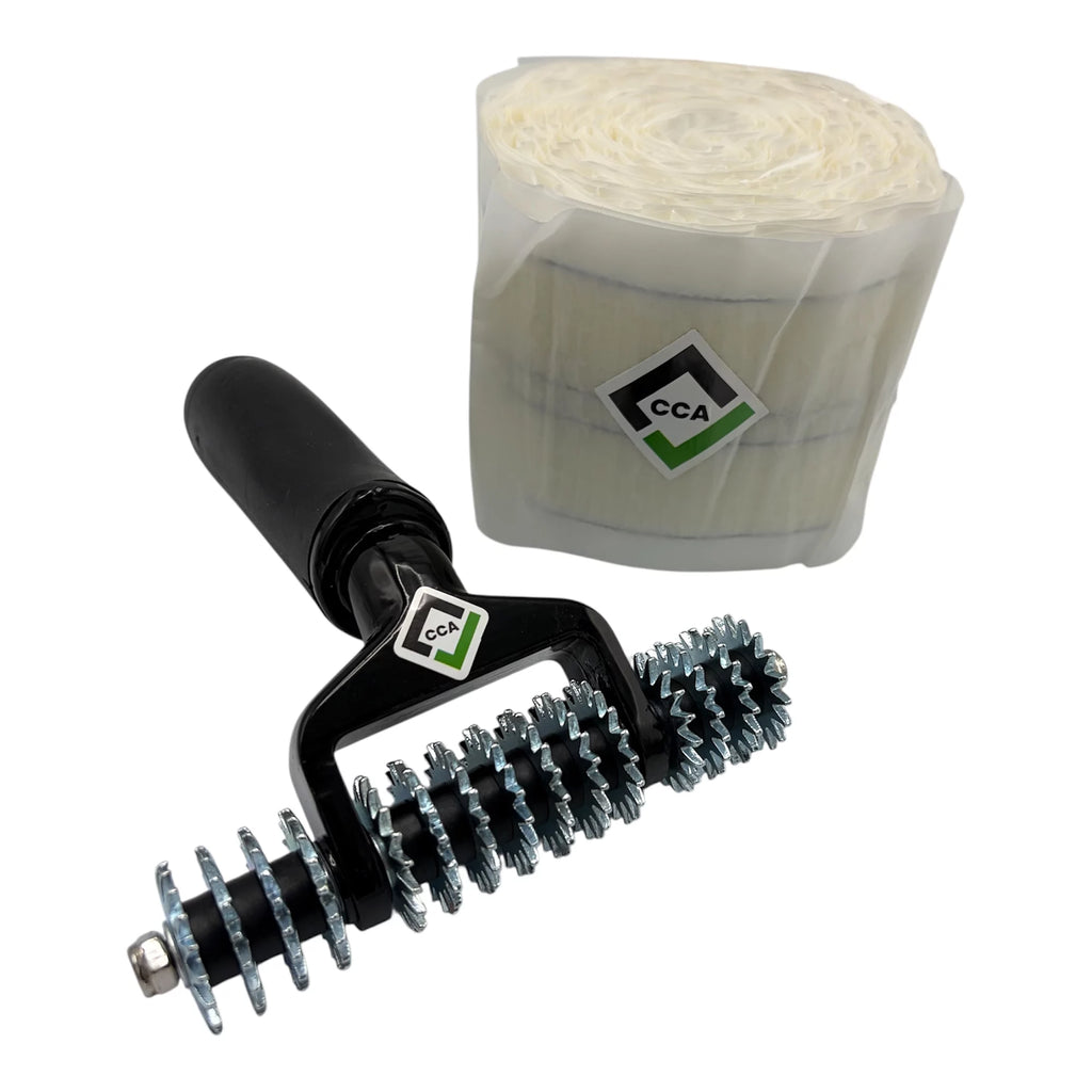 CCA Carpet join bundle. 5 inch star wheel seam roller and 30ft, 9.2mtr double sided joining tape