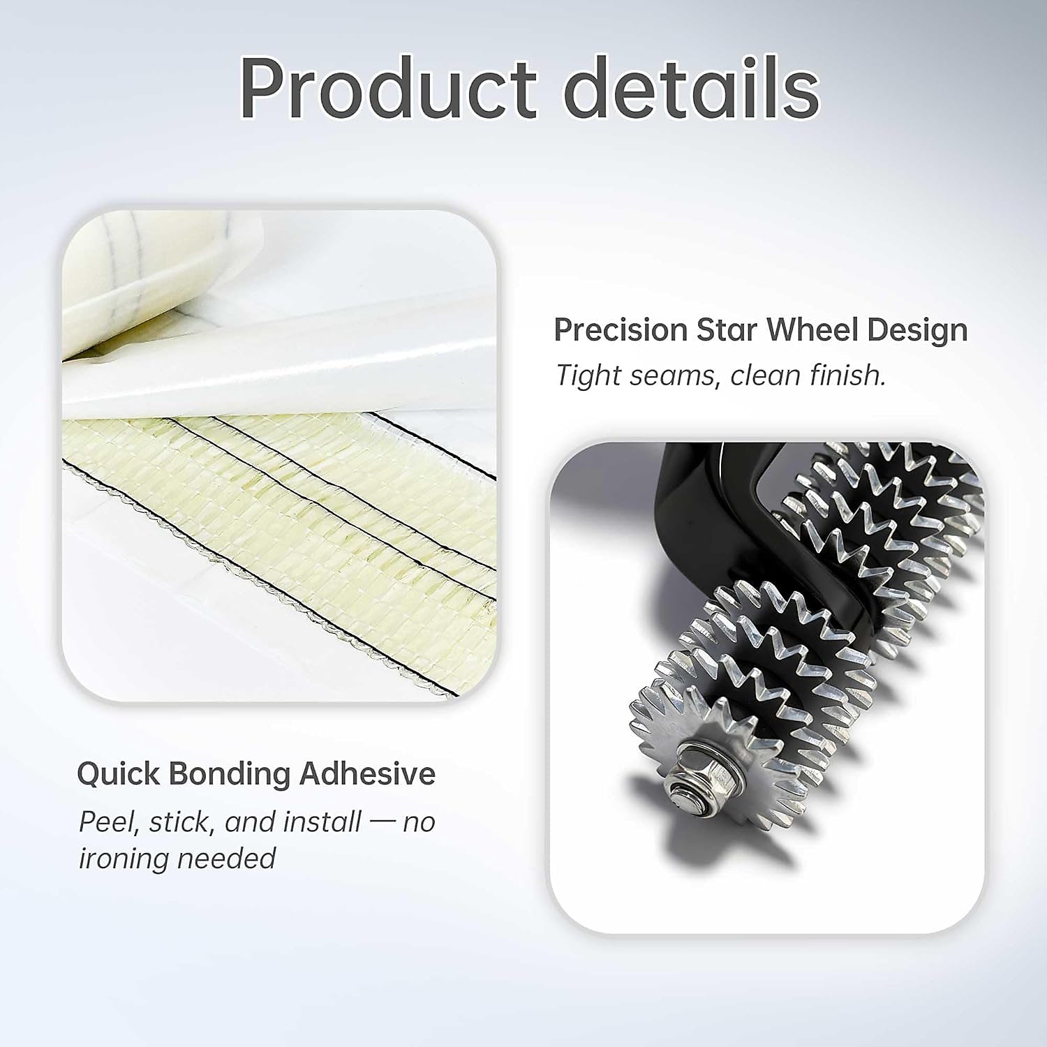 CCA Carpet join bundle. 5 inch star wheel seam roller and 30ft, 9.2mtr double sided joining tape