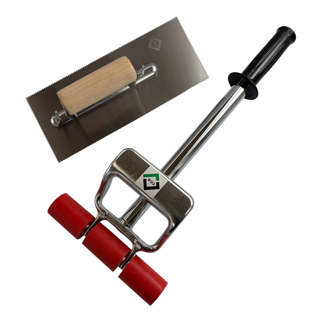 CCA Amtico Karndean Floor Vinyl and Wall cladding roller LVT Extendable 18-24 inch and A2 adhesive trowel flooring kit