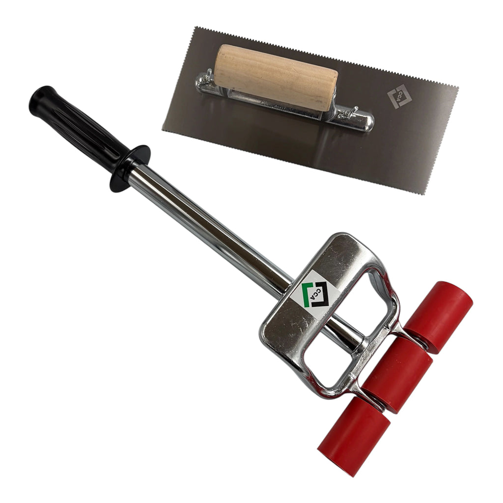 CCA Amtico Karndean Floor Vinyl and Wall cladding roller LVT Extendable 18-24 inch and A2 adhesive trowel flooring kit