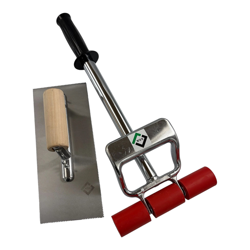 CCA Amtico Karndean Floor Vinyl and Wall cladding roller LVT Extendable 18-24 inch and A2 adhesive trowel flooring kit