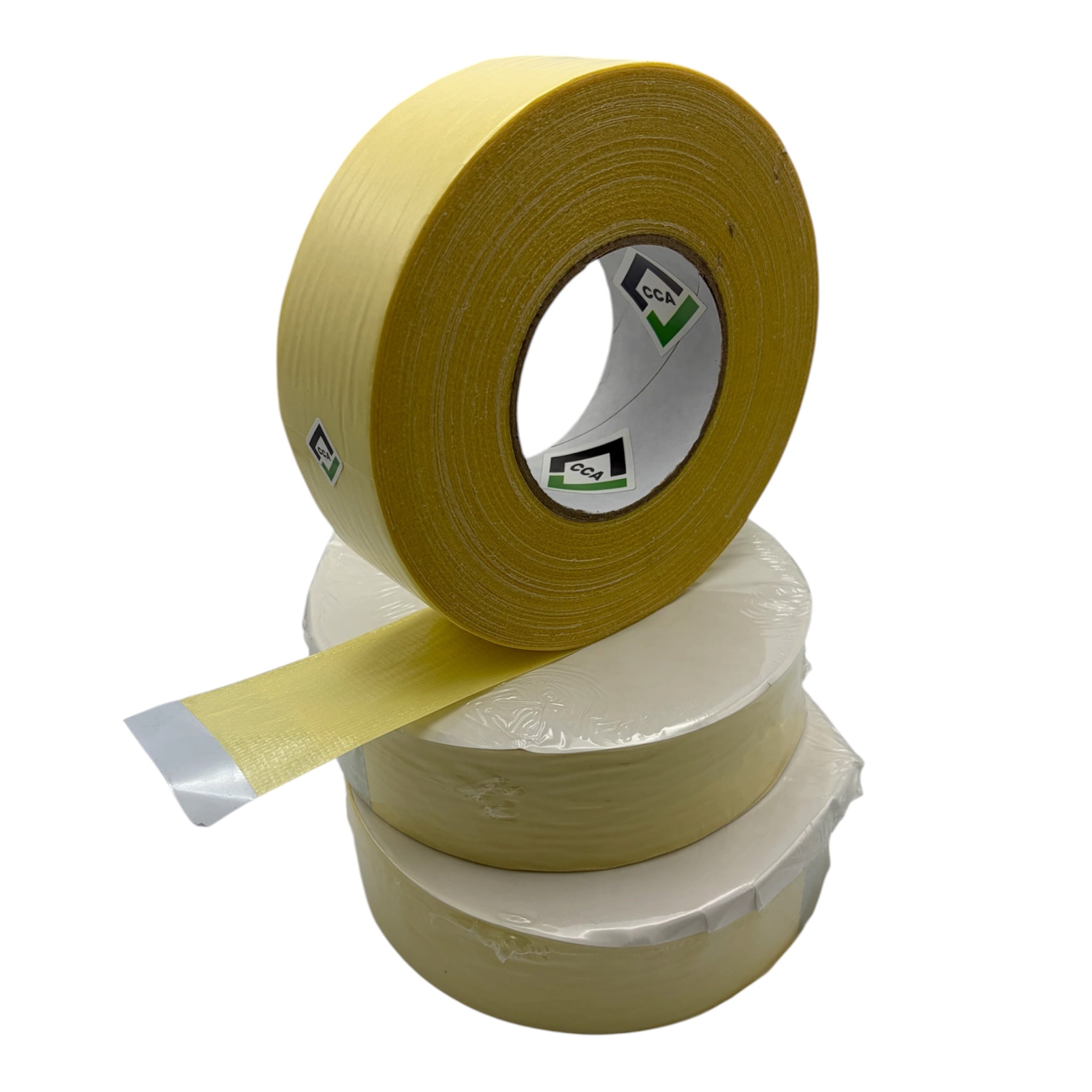 CCA Double-Sided Anti-Plasticiser Cloth Tape, 50m x 48mm Heavy Duty x 3 Rolls