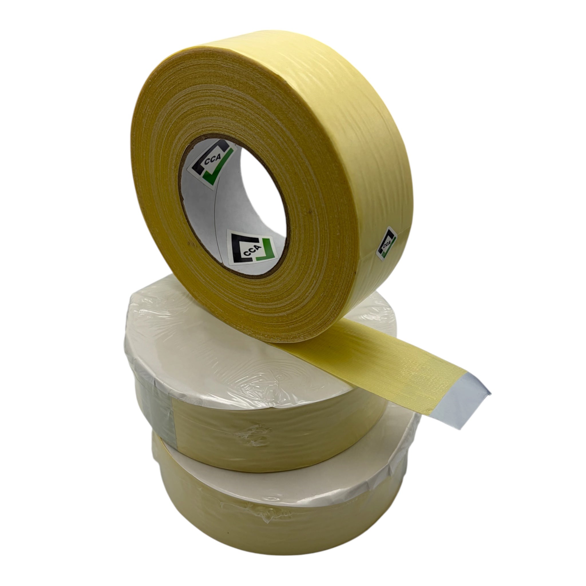CCA Double-Sided Anti-Plasticiser Cloth Tape, 50m x 48mm Heavy Duty x 3 Rolls