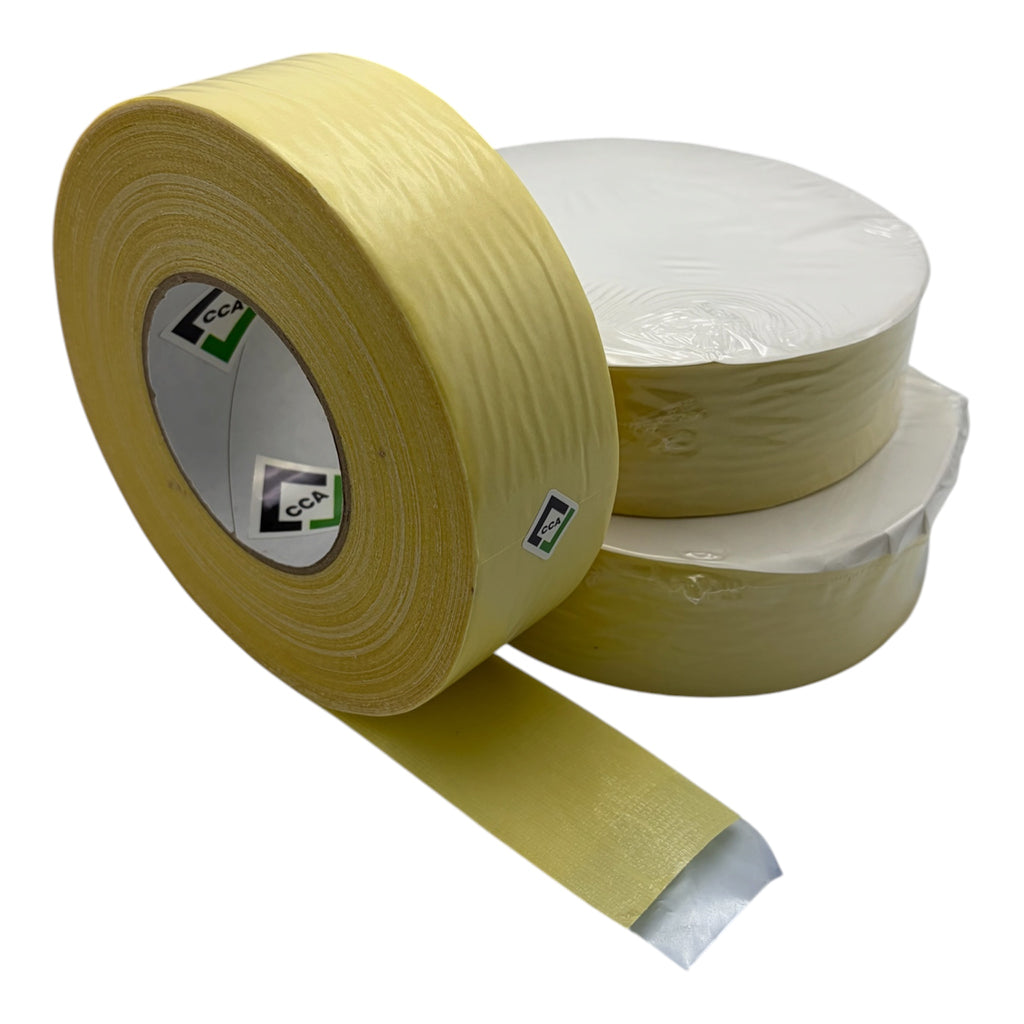CCA Double-Sided Anti-Plasticiser Cloth Tape, 50m x 48mm Heavy Duty x 3 Rolls