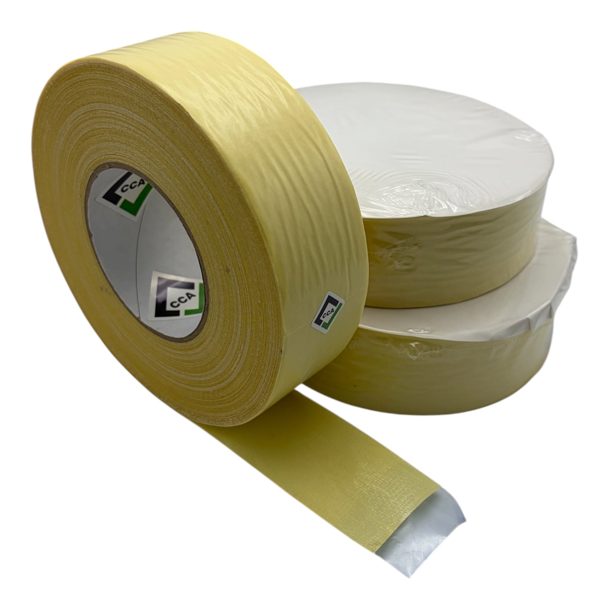 CCA Double-Sided Anti-Plasticiser Cloth Tape, 50m x 48mm Heavy Duty x 3 Rolls