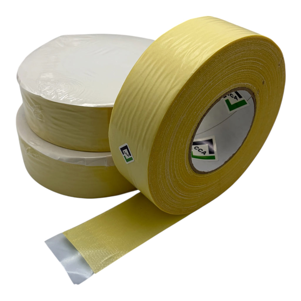 CCA Double-Sided Anti-Plasticiser Cloth Tape, 50m x 48mm Heavy Duty x 3 Rolls