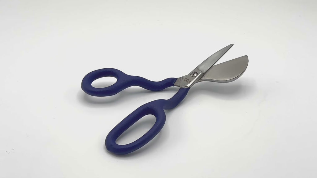 CCA 7-inch Duckbill Carpet Pile Trimming Napping Scissors Right Handed Blue