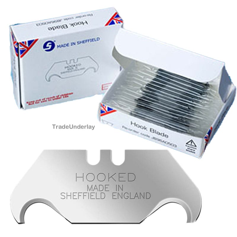 Buy Hooked carpet & vinyl sheet cutting blades x 100 TradeUnderlay. com